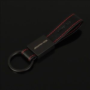Luxury Black Leather Mercedes AMG keychain